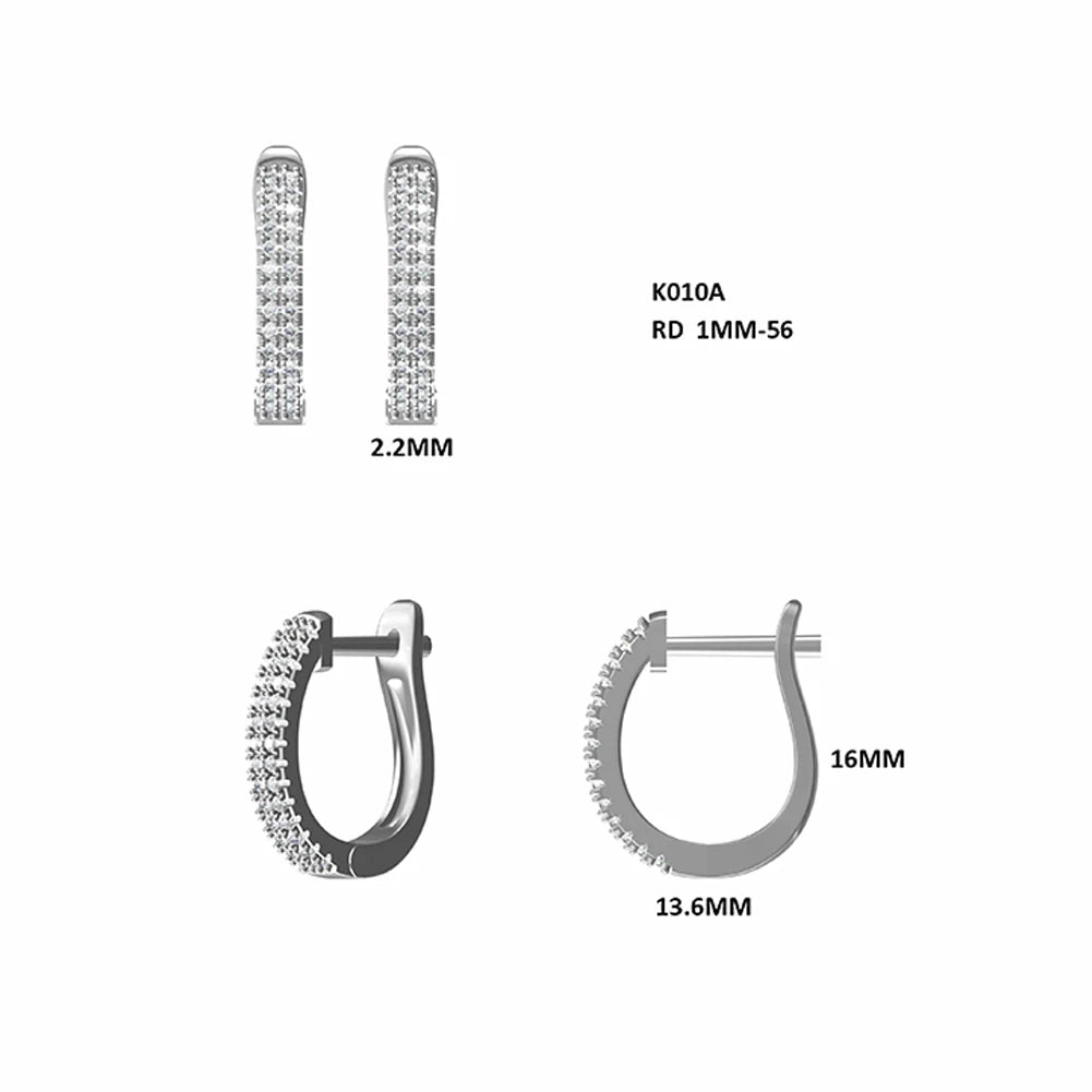 GEM'S BALLET 14K Gold Plated 925 Sterling Silver Hoop Earrings Moissanite U-Shaped Huggie Earrings Hypoallergenic Gift For Her