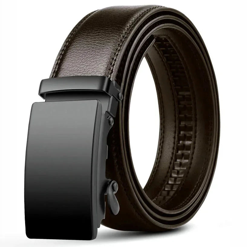 Business Men's Belt Metal Automatic Buckle Work Belt High Quality Men 120cm Leather Belt Business