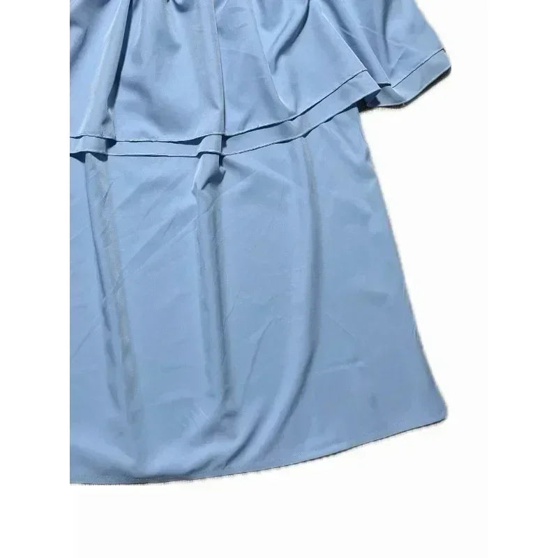 Women's Plus Size 1XL-5XL Summer  Casual Temperament Solid Color Ladies Fashion Short Sleeve Shirt One Shoulder Bow Top