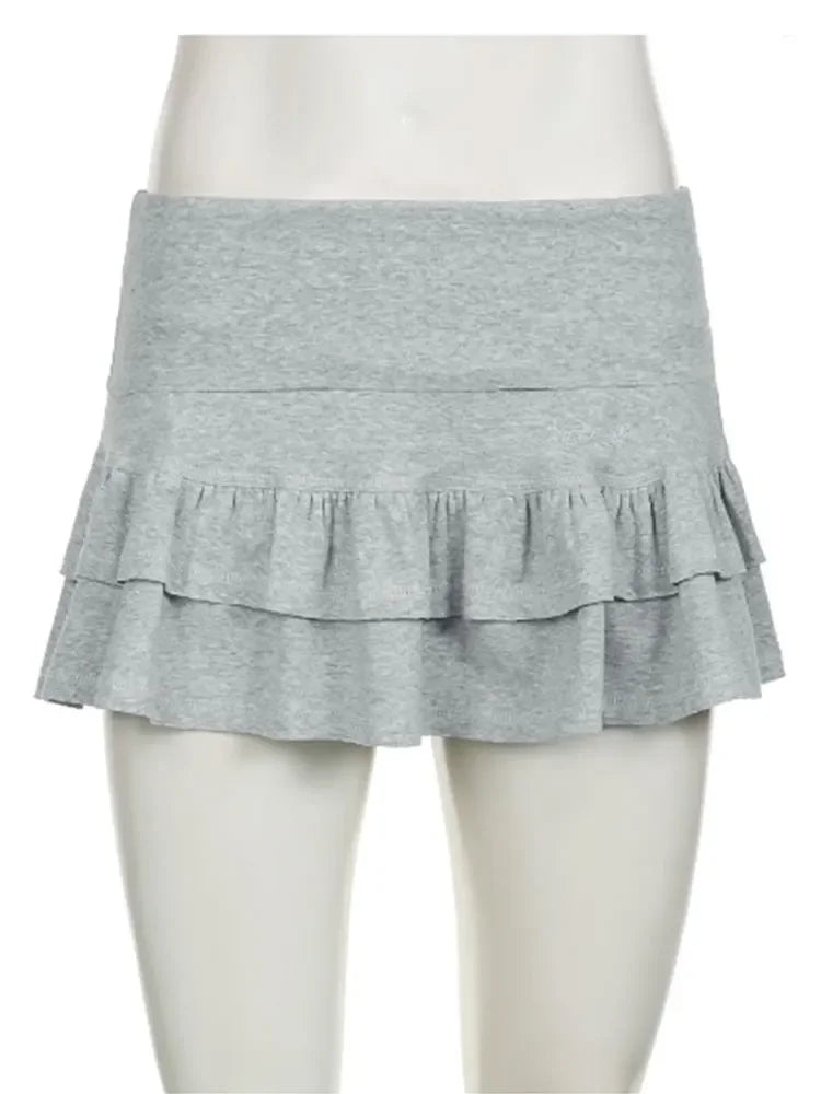 Sweet Solid Pleated Mini Skirt Women Streetwear 2025