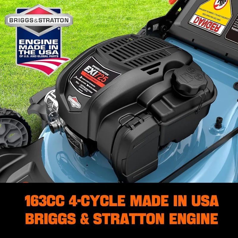 SENIX LSSG-H2 22-Inch Self Propelled Gas Lawn Mower with 163 cc 4-Cycle Engine, 3-in-1 Rear Wheel Drive Variable Speed Lawnmower