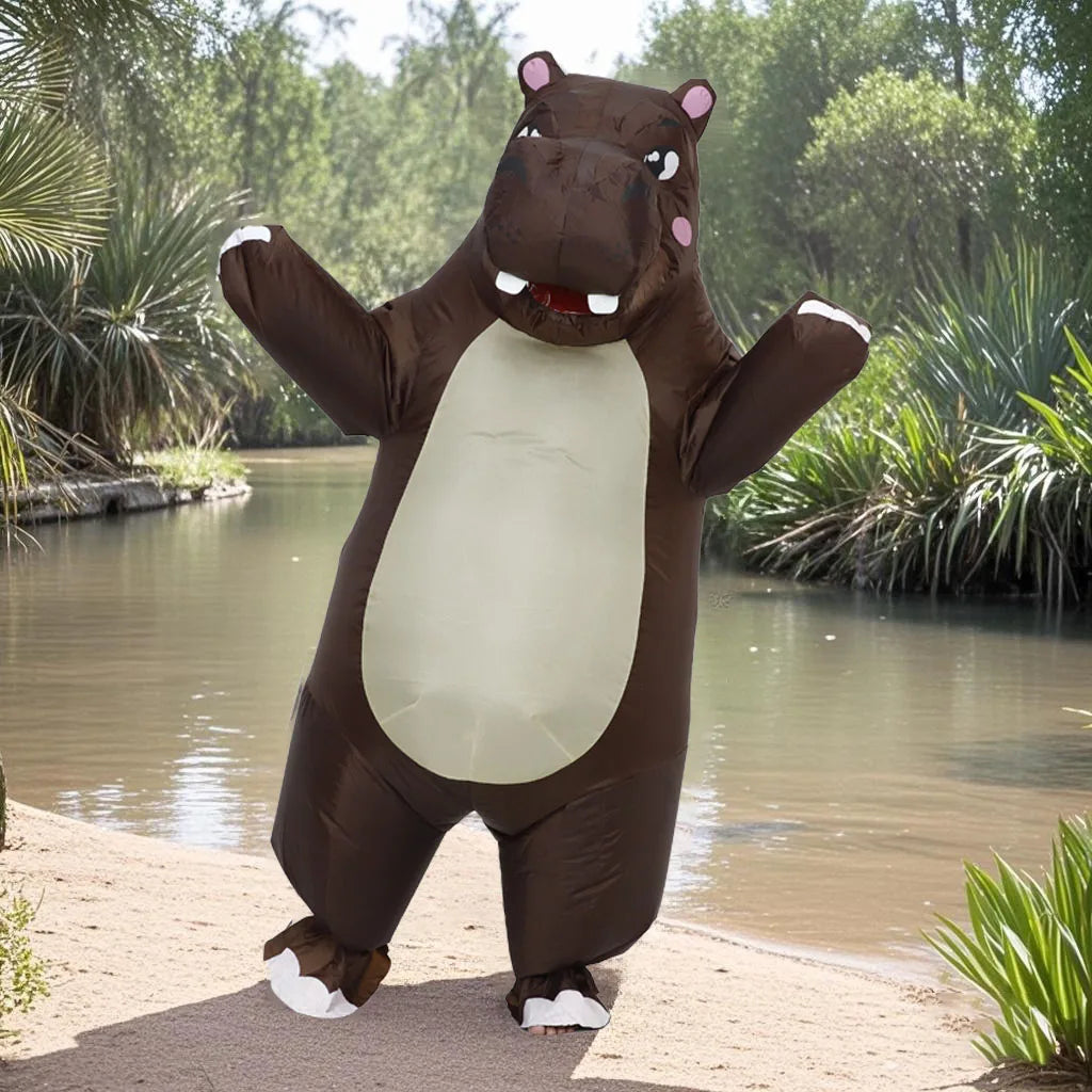 Hippopotamus Inflatable Clothing Animal Adult Character Cosplay Mascot Outdoor Party Shop Promotion Prop Set