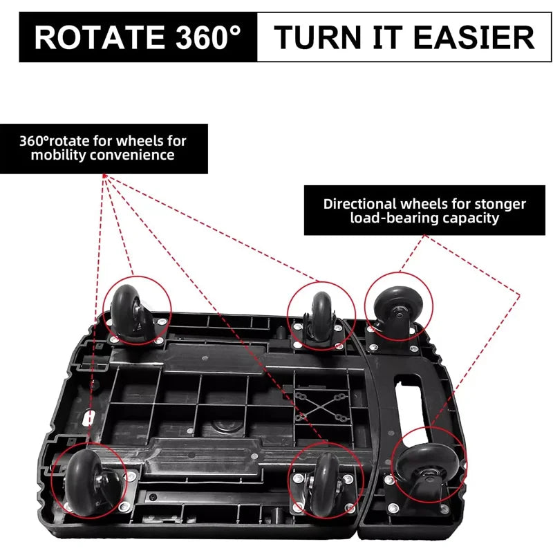 SELORSS Folding Hand Truck, 530 LBS Heavy Duty Luggage Cart Foldable Dolly Cart for Moving, Utility Dolly Platform Cart 6 Wheels