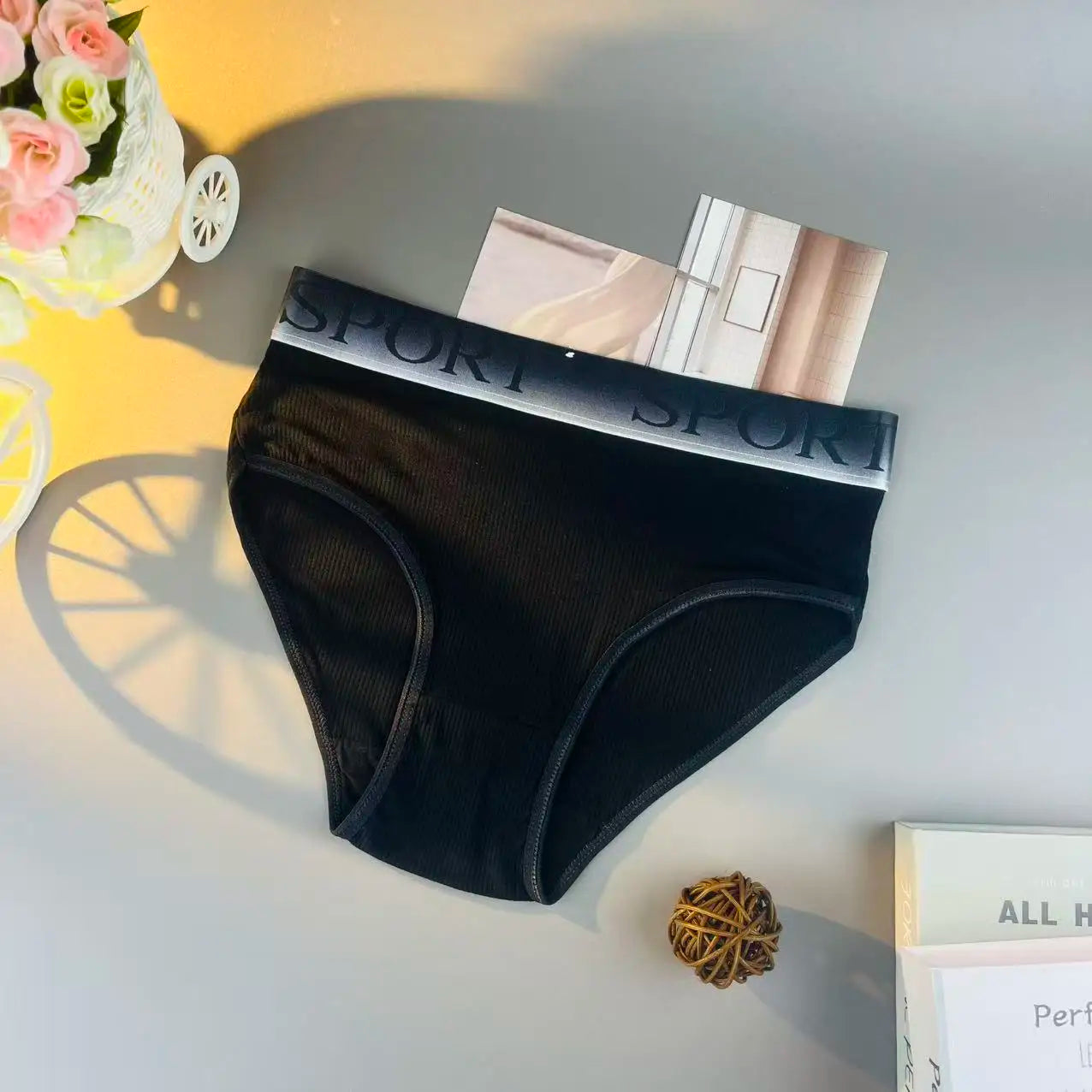 15pcs women's panties with high waistline shaping ‘SPORT’ print breathable lingerie for plus-size women