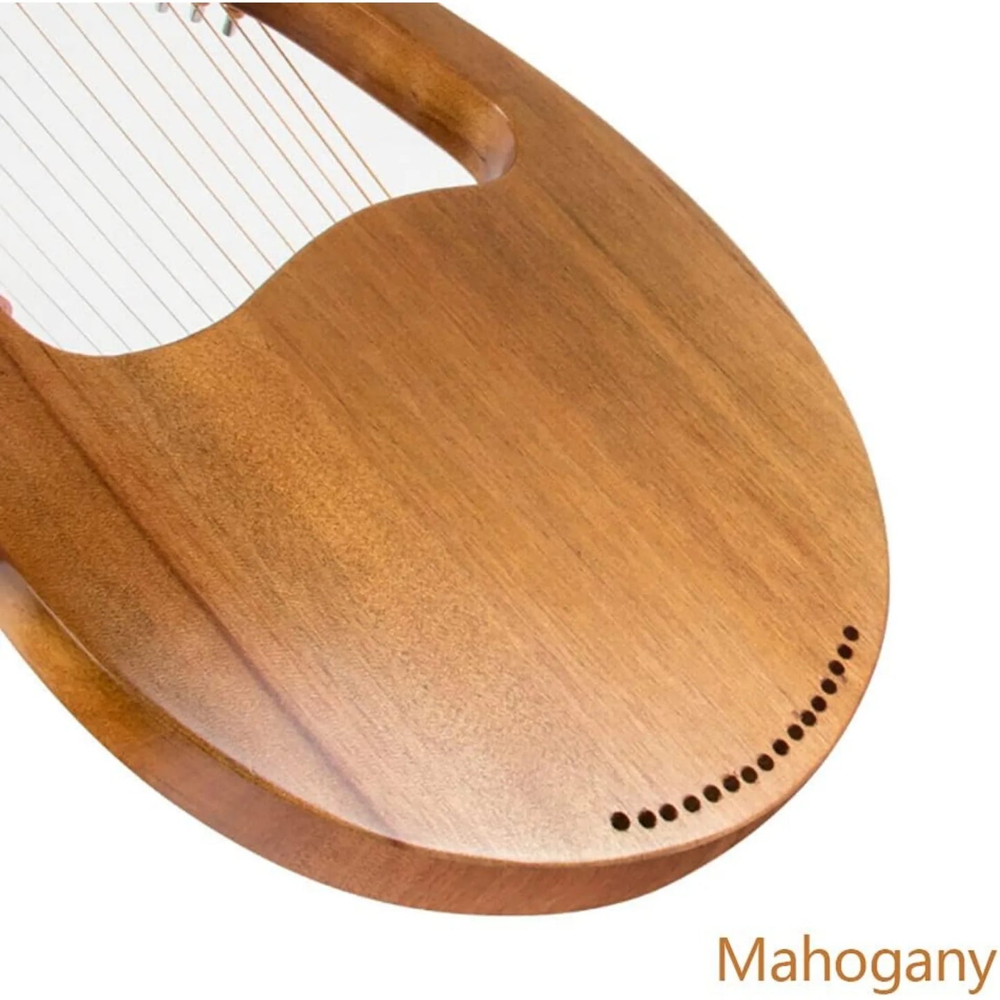 16-String Mahogany Lyre Harp, Handcrafted Solid Wood Instrument for Beginners & Professionals (Includes Tuner & Picks)