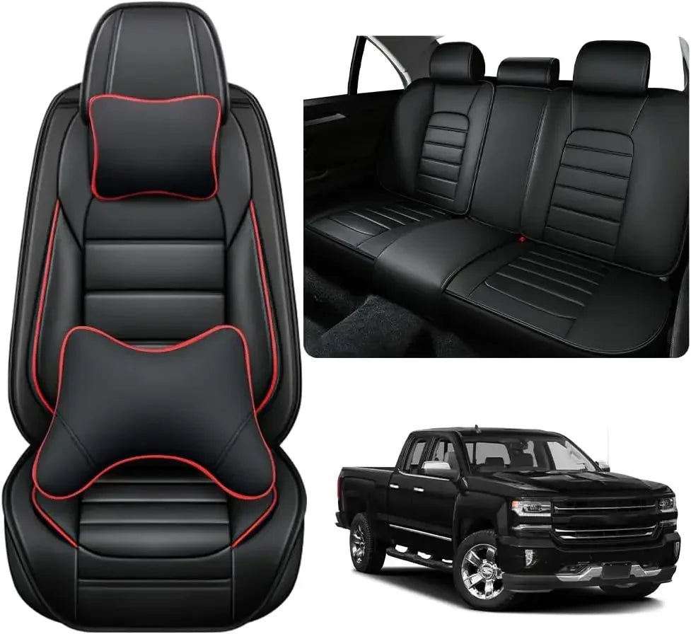 Seat Covers Fit for Toyota Tacoma 2006-2024, Waterproof Nappa Leather Full Coverage Truck Seat Cover, Muscle Sport Style Auto In