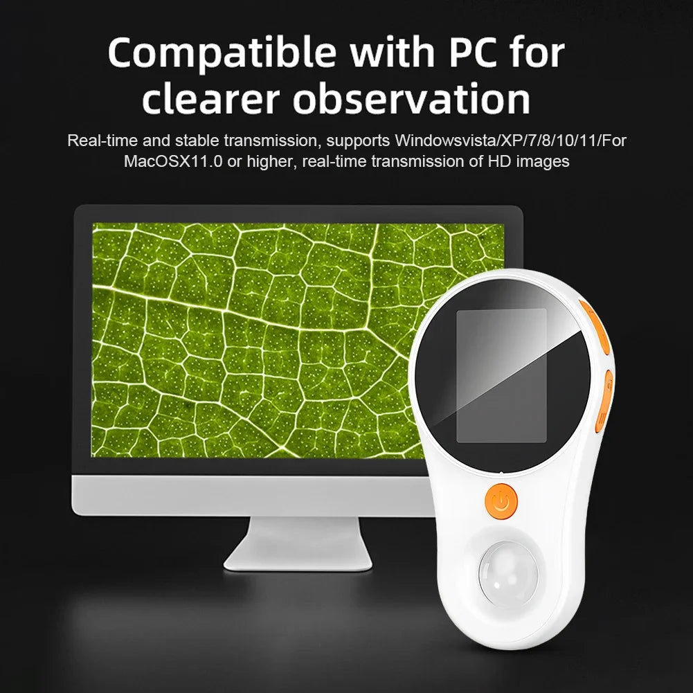 500X Portable Microscope Camera 2 MP Kids Pocket Microscope 2 Inch IPS Screen with 8 LED Light Kids Outdoor Biological Equipment