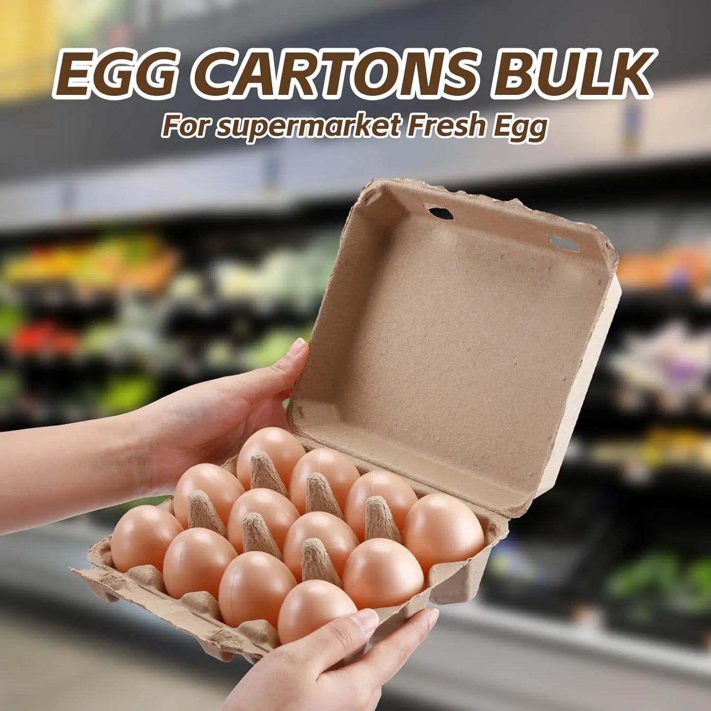 100 Pack Egg Carton Bulk 12 Chicken Duck Egg Carton Vintage Printed Farm Fresh Crate with 3 x 4 Holds Recycled Paper