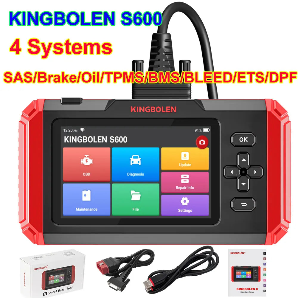 KINGBOLEN S600 Lifetime Free Update Car Diagnostic Tools ABS SRS ECM TCM 4 systems 10 Resets Auto OBD Scanner pk LAUNCH X-431