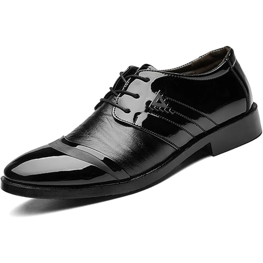 Mens Patent Leather Lace Up Dress Shoes Modern Oxford
