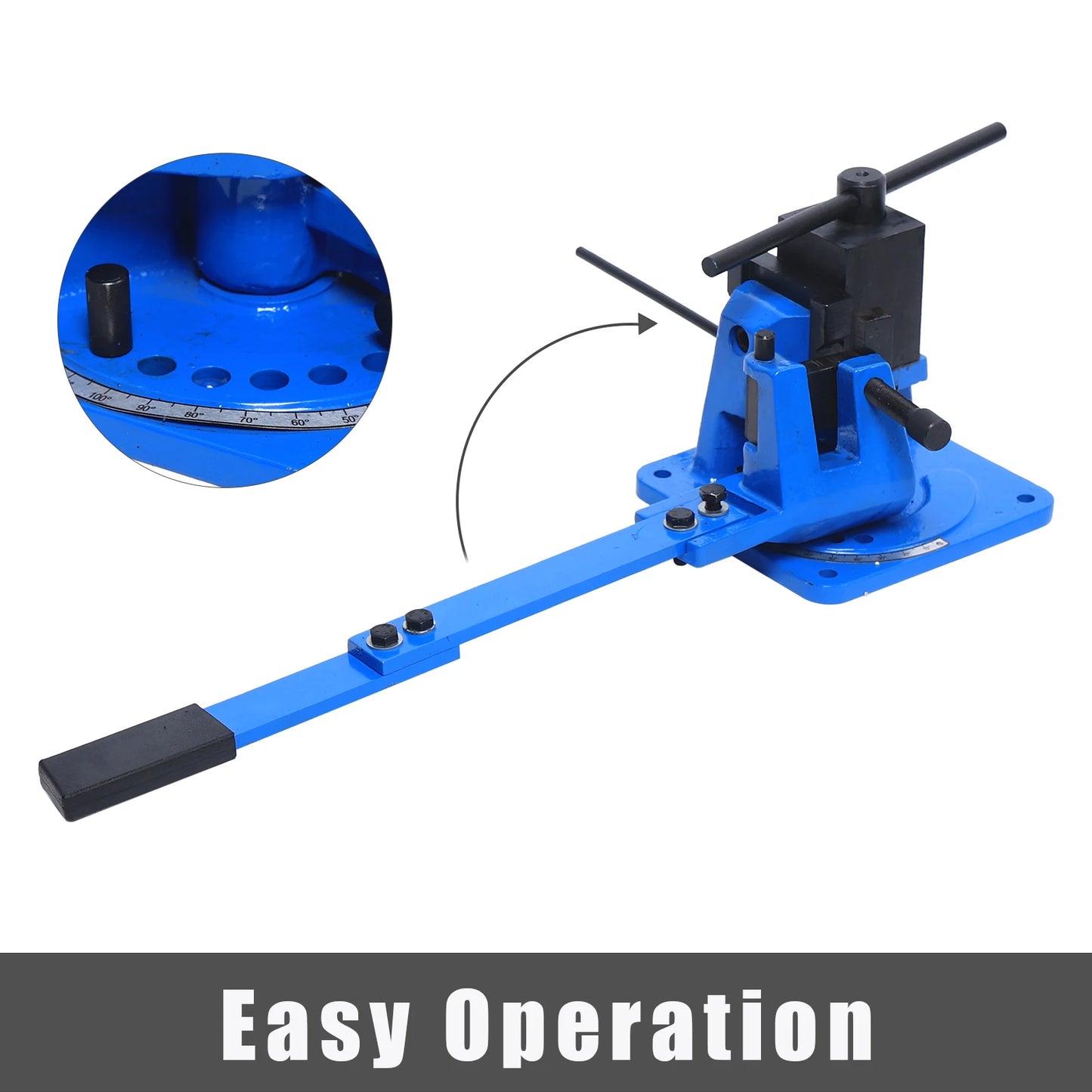 120° Angle Manual Metal Bender 100x10mm Flat Steel 20mm Round Steel Cast Iron Bending Tool for Workshop/Home Durable Efficient
