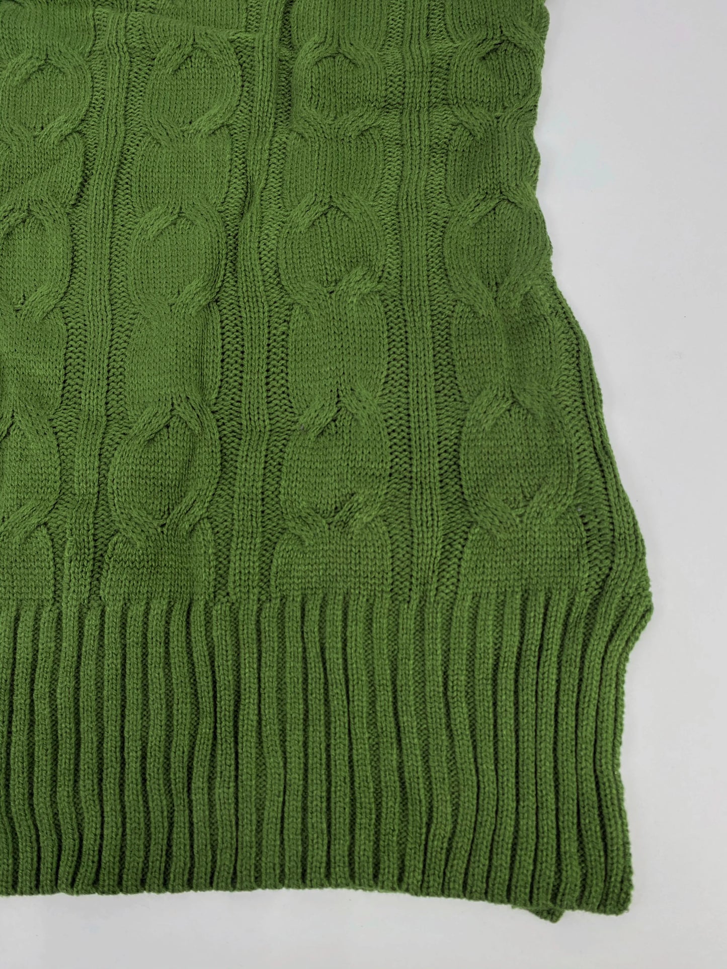 Plus Size Cable Knitted Pullover Sweater, Casual V Neck Long-Sleeved Slit Sweater, Women's Plus Size Clothing