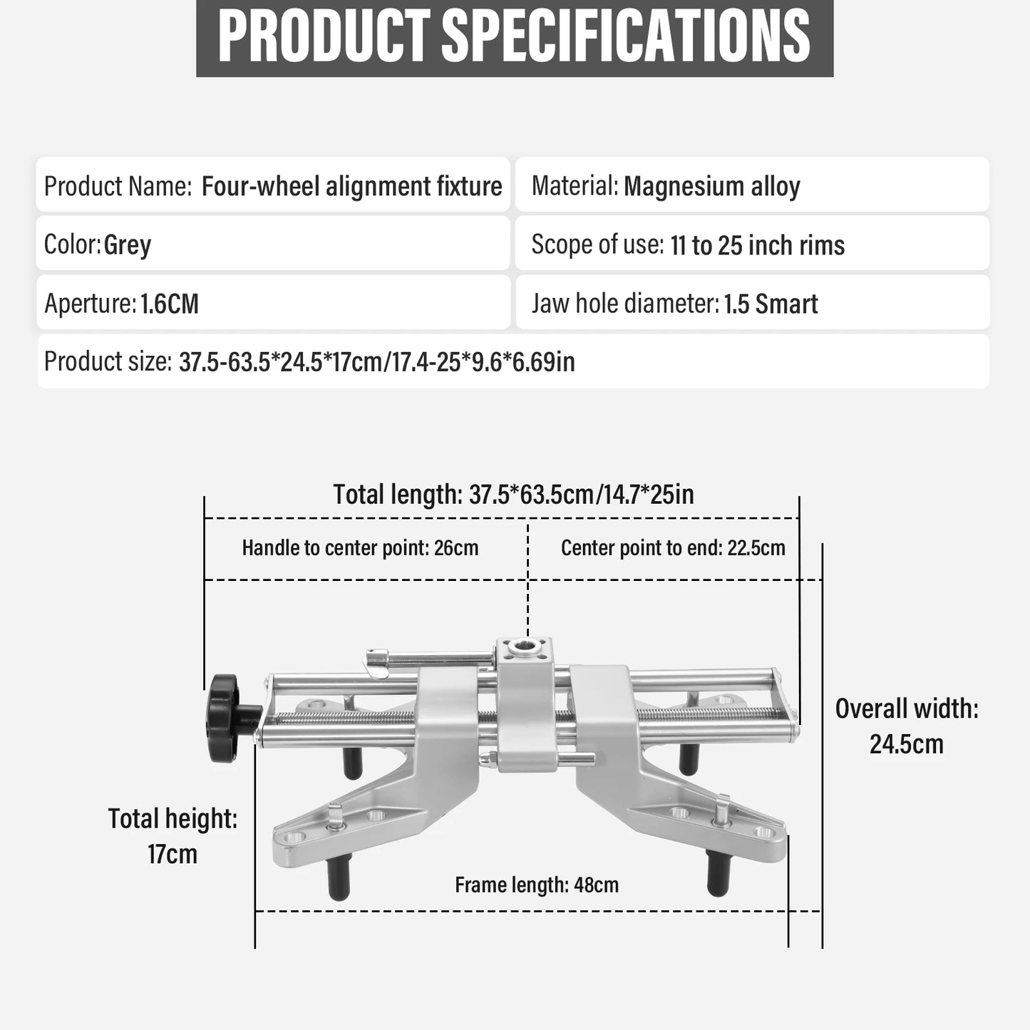 Car Wheel Alignment Tool, Wheel Clamp Magnetic Adapter for Accurate Camber and Caster Gauges, Fits 11-25in Rims for Vehicle Rims