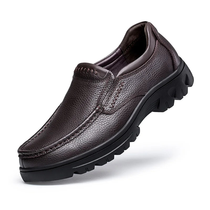Men's Genuine Leather Slip On Oxford Shoes Business Casual