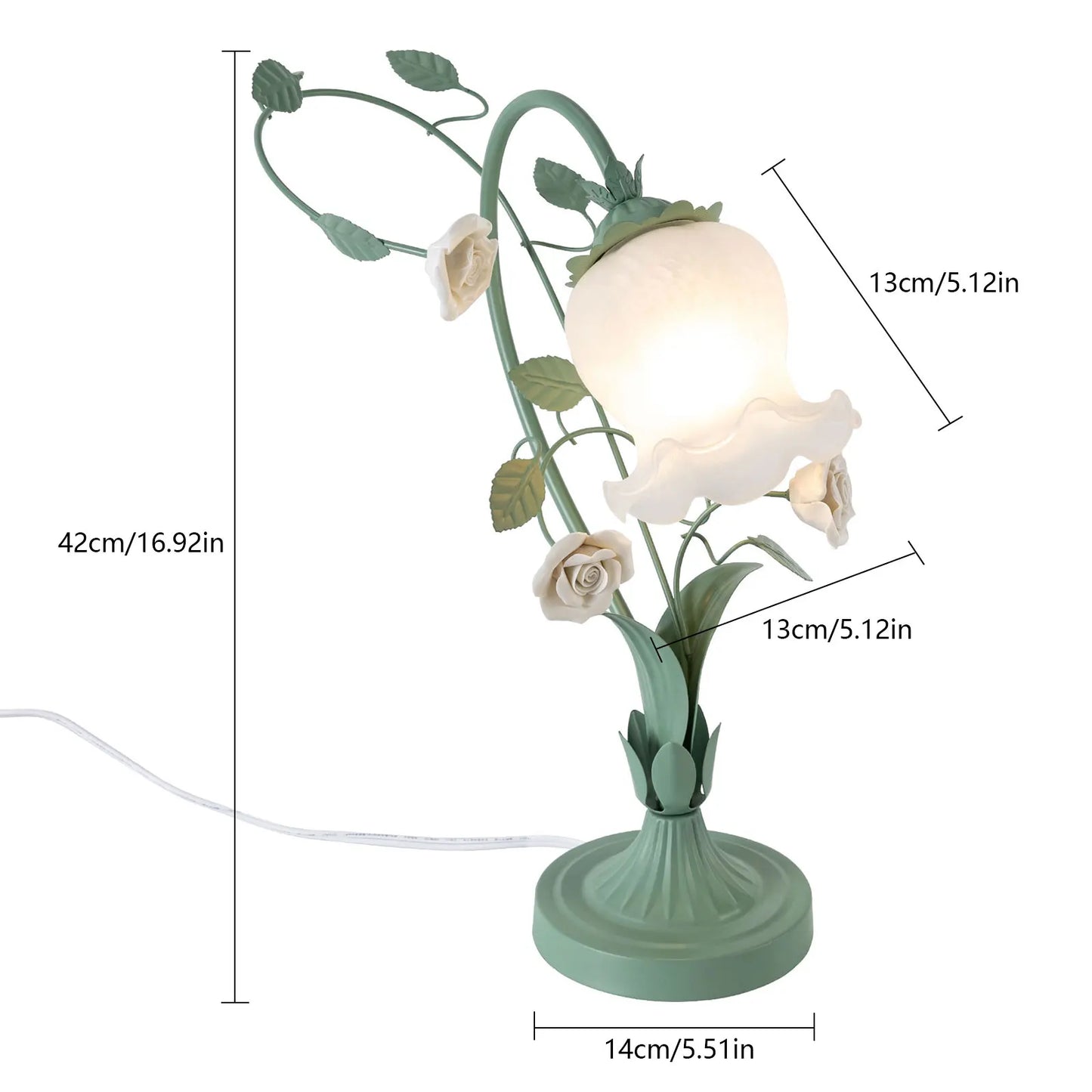 Modern Bedside Lamp, Flower Glass Table Lamp Stained Glass Flower Table Reading Lamps Nightstand Desk Lights with Switch