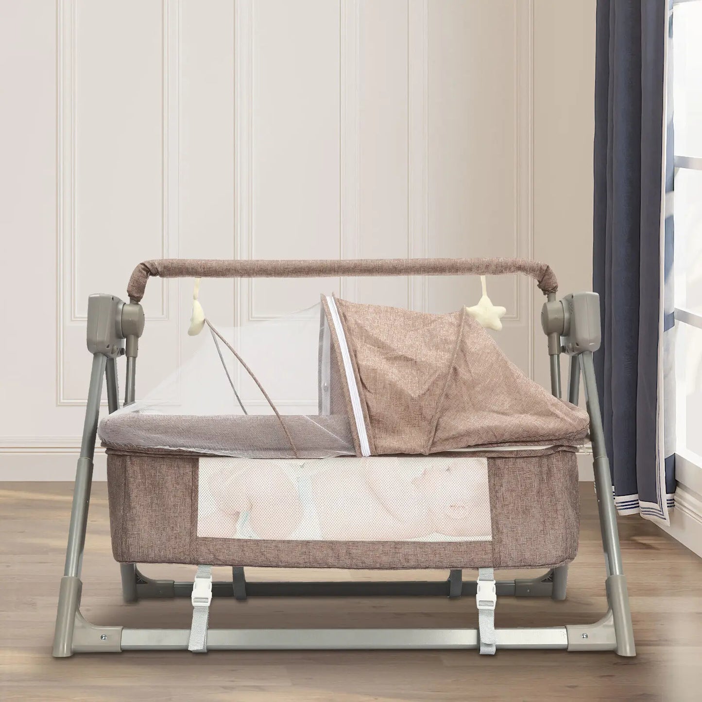 Portable Electric Baby Swing Cradle Bassinet Rocking Crib Infant Bed Cradle