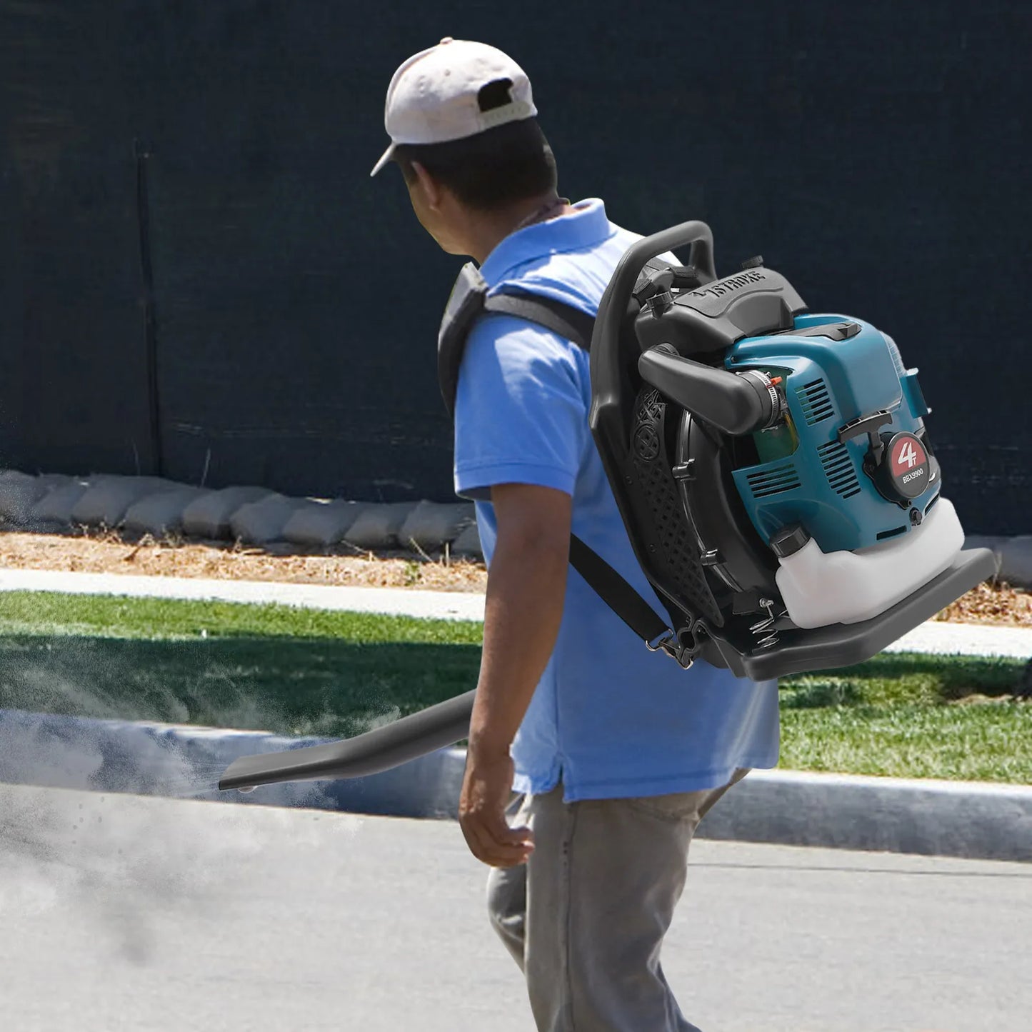 75.6cc Backpack Gas Powered Leaf Blower With 1.9L Fuel Tank
