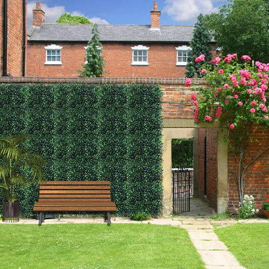 4PCS Artificial Green Wall Background Decoration Simulated Green Wall Background Decor 25cm Milan 81 Grass Head with 15 Flowers