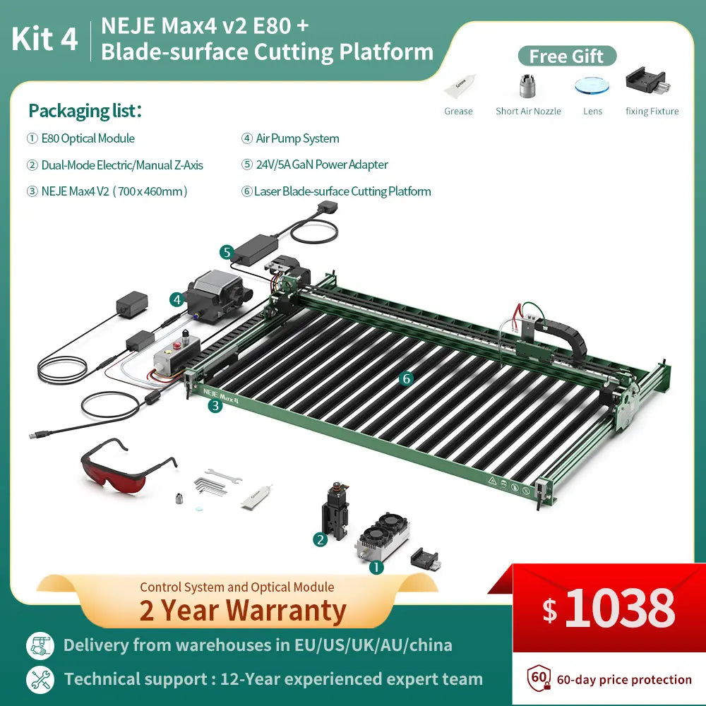 NEJE Max 4 V2 Laser Engraver Stainless Steel DIY Logo Printer Metal Laser Engraving Machine 1000mm/s 3D Relief with Z-Axis