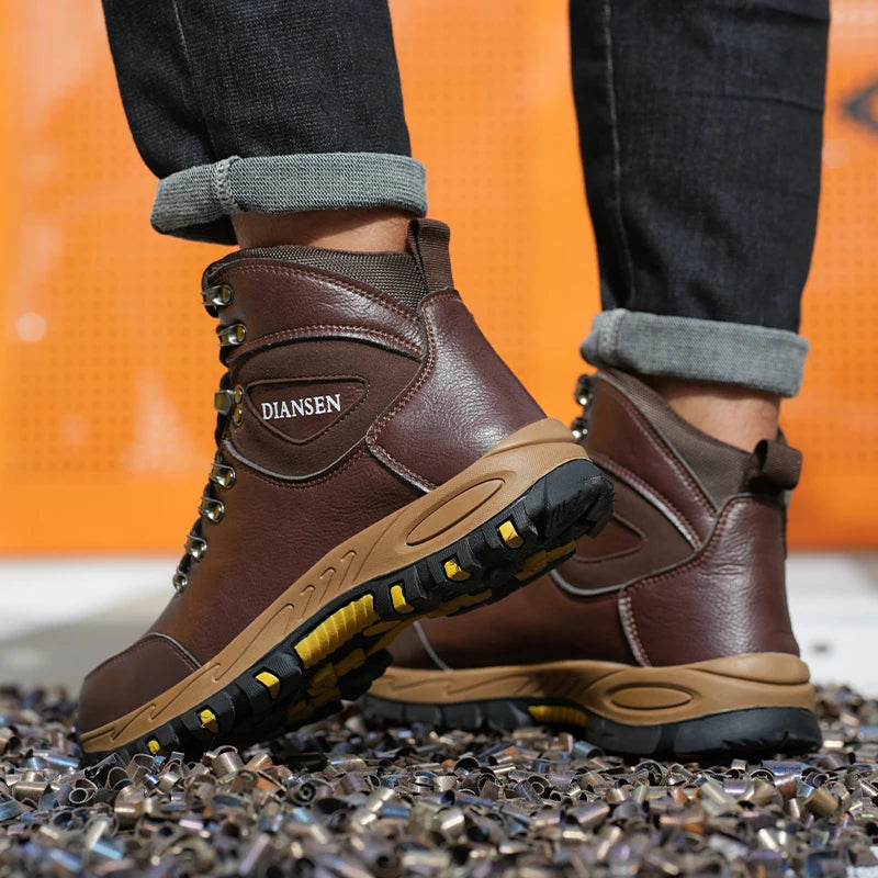Waterproof Leather Indestructible Work Safety Boots For Men