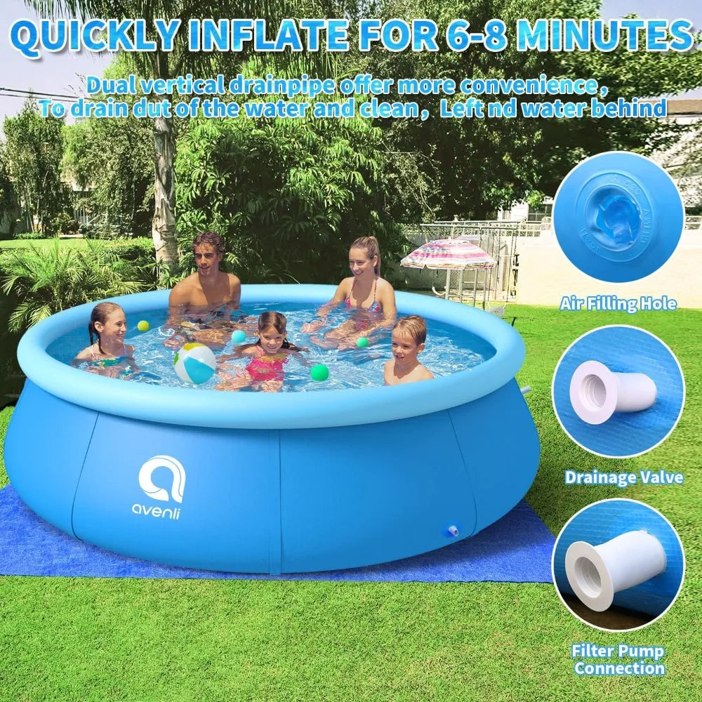 Inflatable Swimming Pool, Round Inflatable Pools Adult Above Ground, Blow up Pool, Top Ring Summer Water Party Pools, Outdoor Po