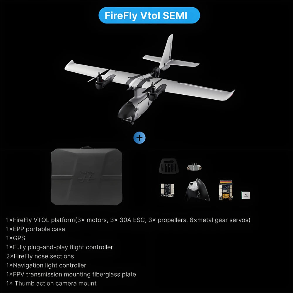 HaoHan FireF1y VTOL Vertical Takeoff and Landing Modular Multi-Mount FPV Patrol Drone Fixed-Wing FPV UAV RC Airplane PNP/Semi