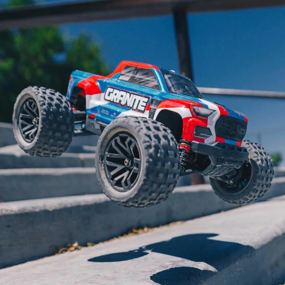 RC Truck 1/18 Granite GROM MEGA 380 Brushed 4X4 Monster Truck RTR with Battery & Charger, Blue, ARA2102T1