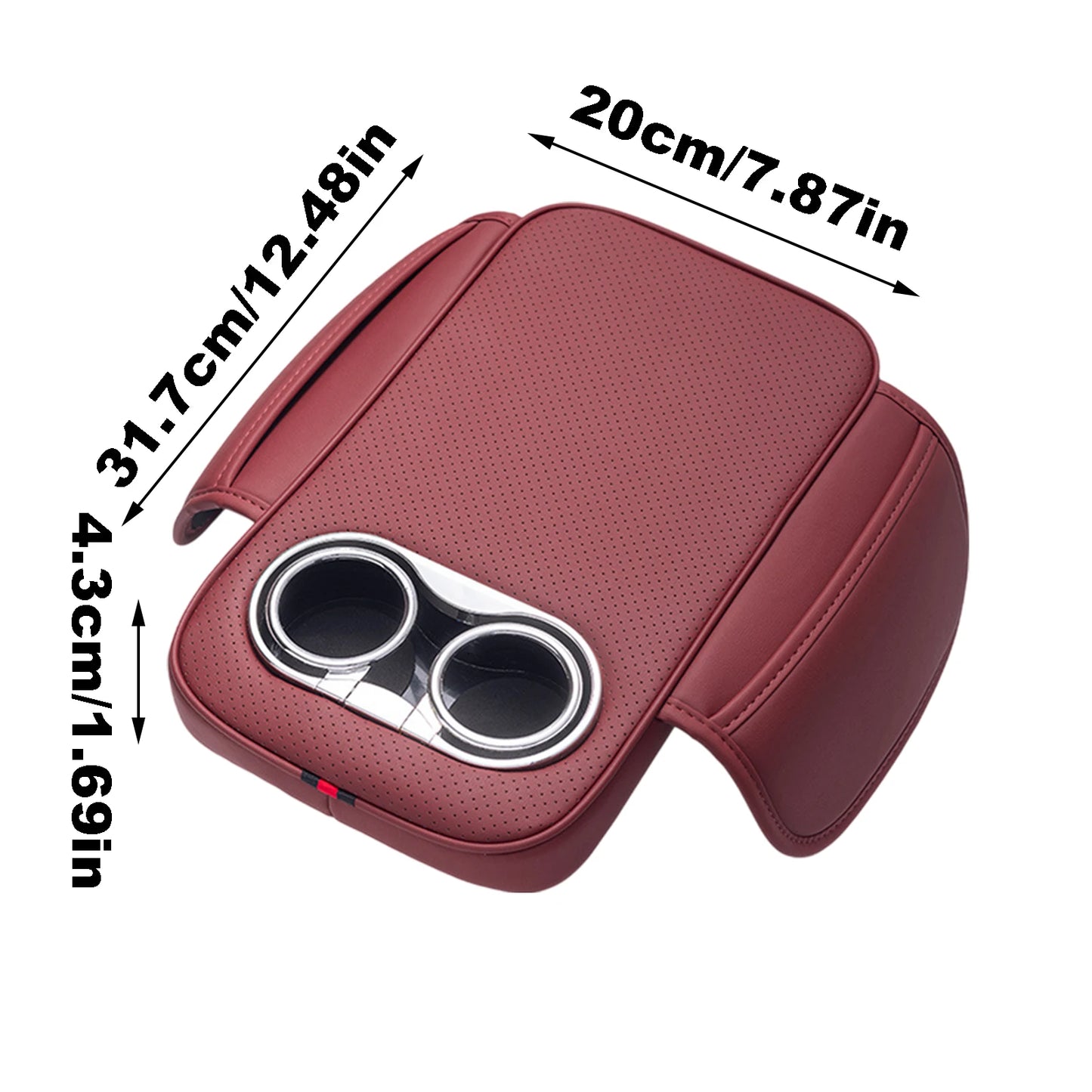 Car Armrest Cushion With 2 Cup Holder And Side Pocket PU Leather Auto Center Console Arm Rest Heighten Pads Car Arm Rest Cover