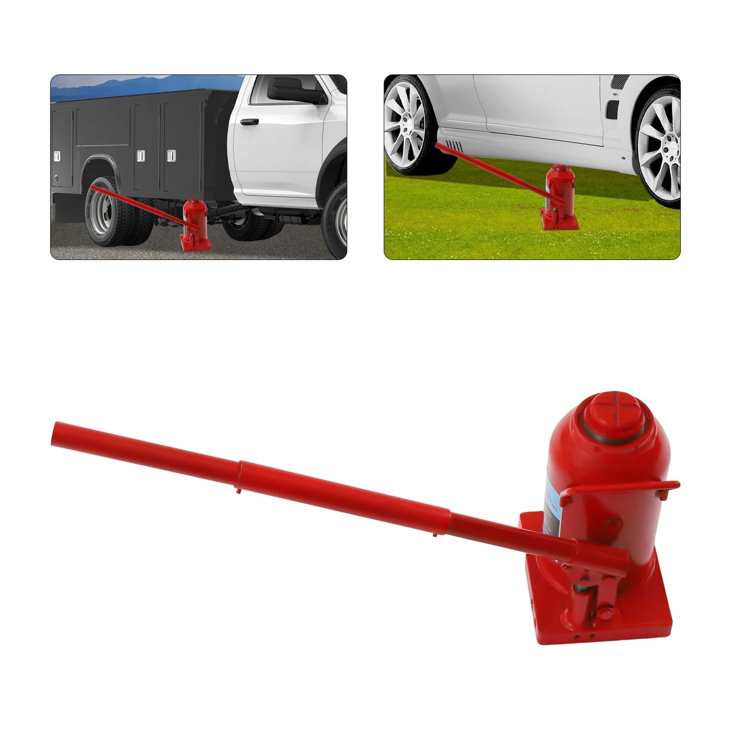 30/50 Ton Hydraulic Welded Bottle Jack Heavy Duty Stubby Low Profile with 3 Levers for Auto Truck Repair and House Lifts, Red
