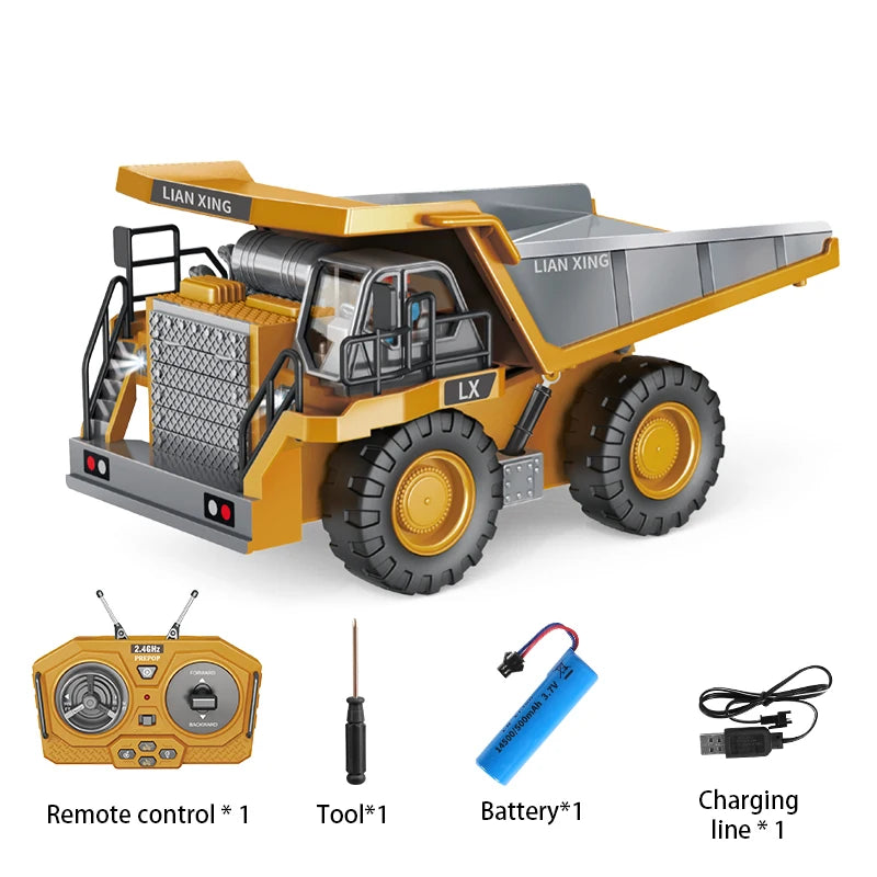 1:24 9CH RC Alloy Dump Truck Car Engineering Vehicle Forklift Heavy Excavator Remote Control Car Toys for Boys Children's Gifts