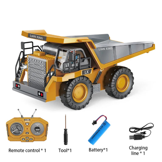 1:24 9CH RC Alloy Dump Truck Car Engineering Vehicle Forklift Heavy Excavator Remote Control Car Toys for Boys Children's Gifts