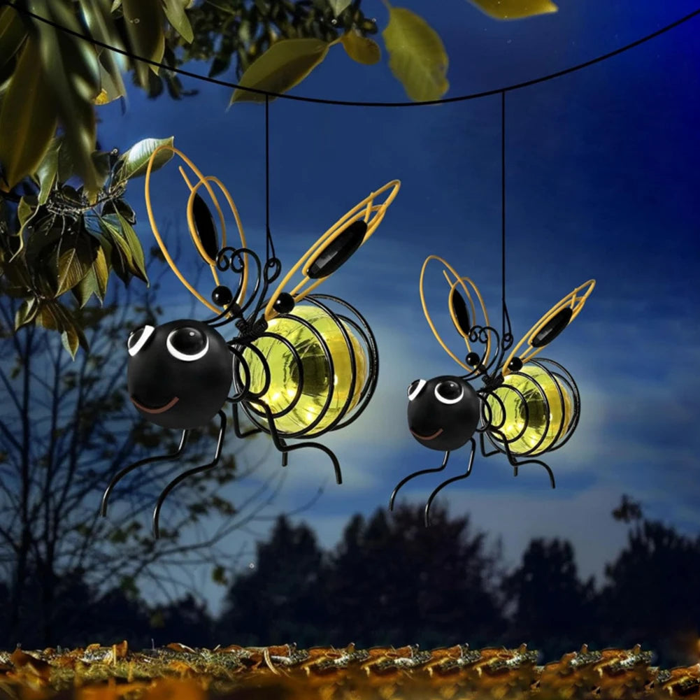 LED Hanging Flying Animals Lamp Solar Powered Painted Iron Art Crafts Light IP44 Waterproof Yard Balcony Porch Garden Decoration