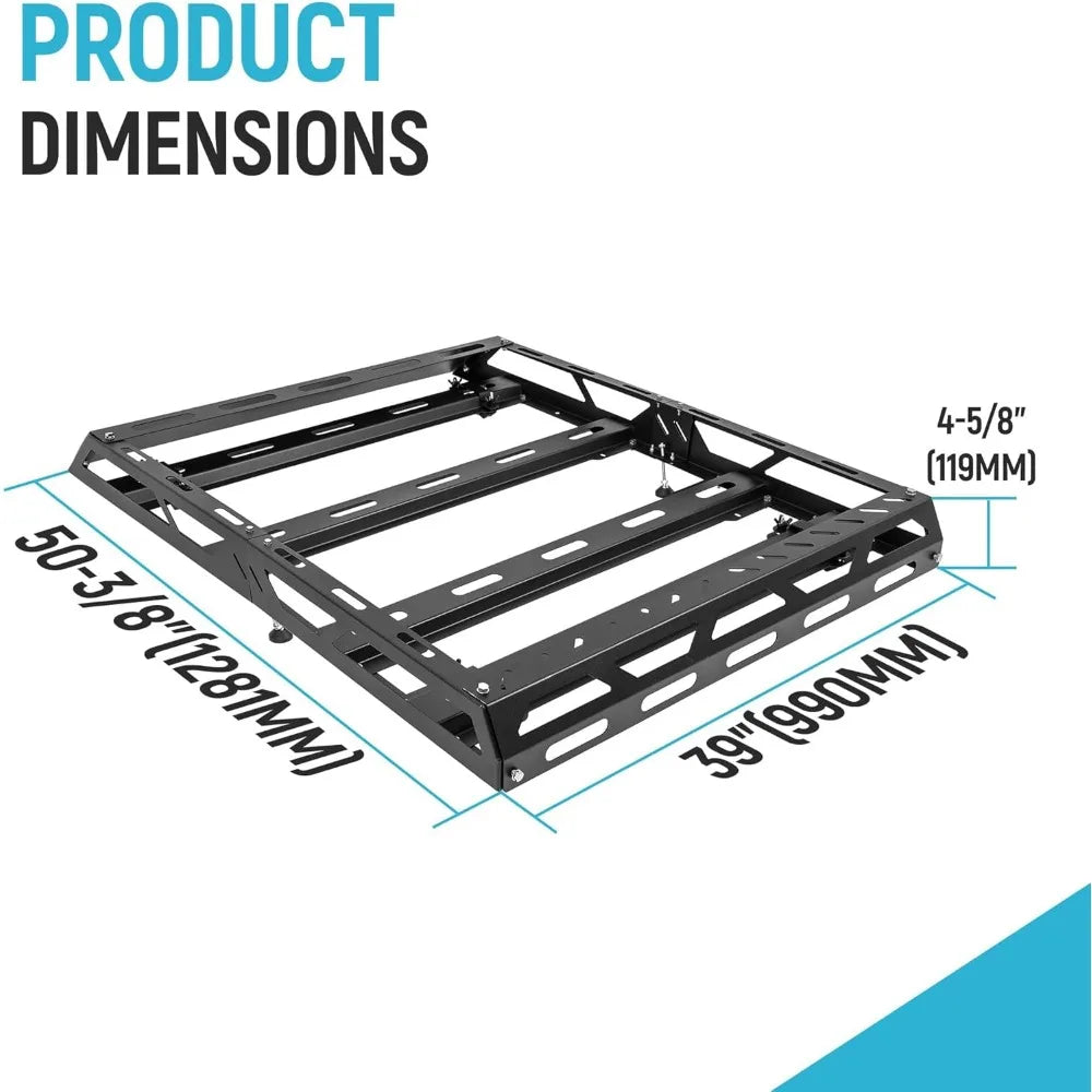 50" x 39" x 4.75" Roof Rack Cargo Basket W/Cross Bars Fit for Car SUV Pickup Truck Van Universal Top Cargo Carrier Metal Luggag