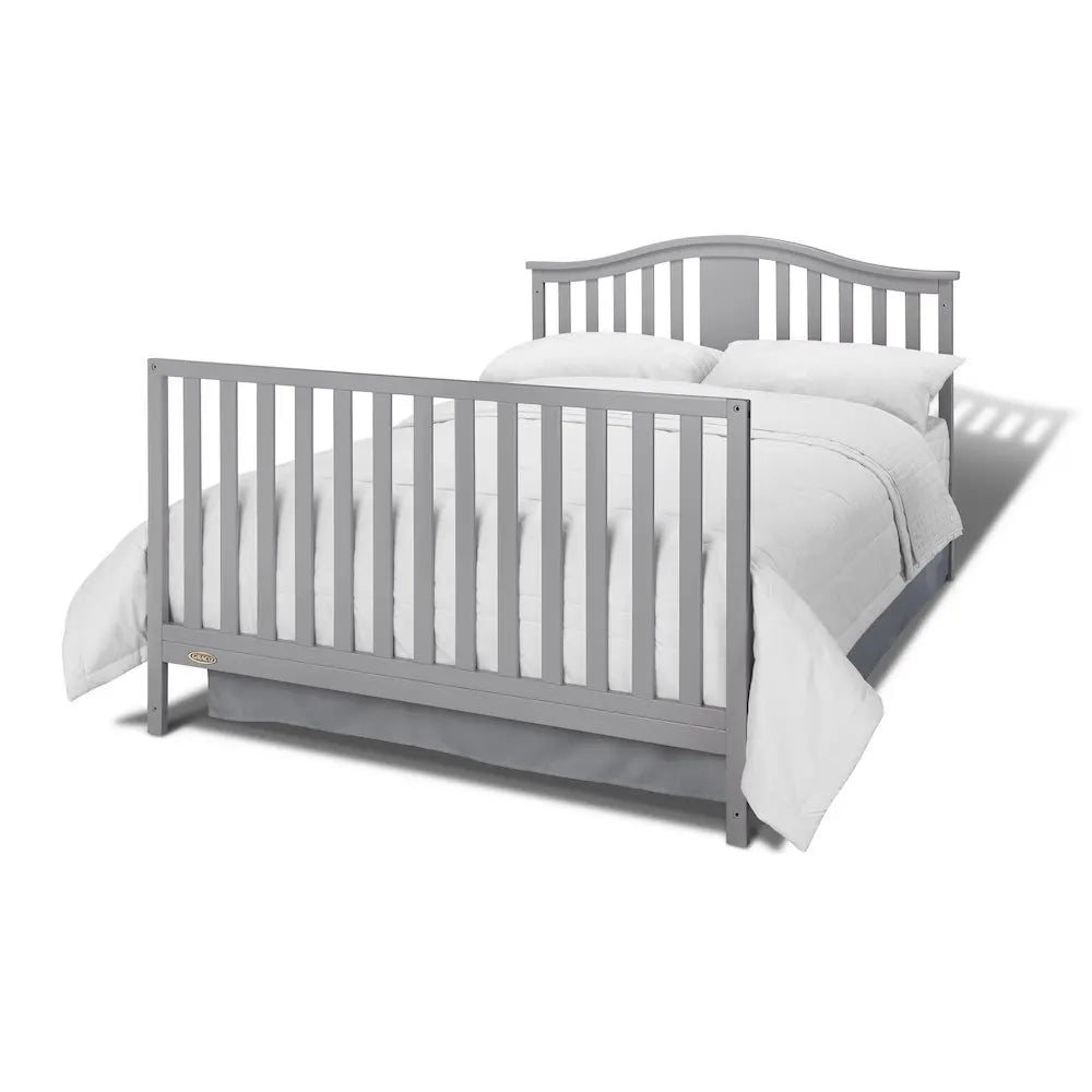 Solano 4-in-1 Convertible Crib with Drawer - Pebble Gray,equipped with a 3-position adjustable mattress support base