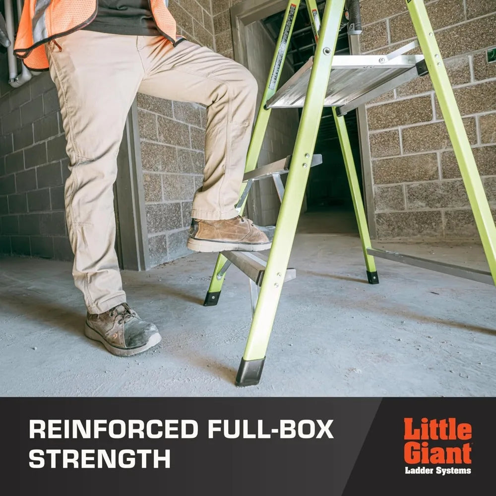 Little Giant Ultra Step Ladder with XL Platform, 3-Step Lightweight Foldable Non-Conductive Fiberglass, 300 Lbs. Capacity Type I