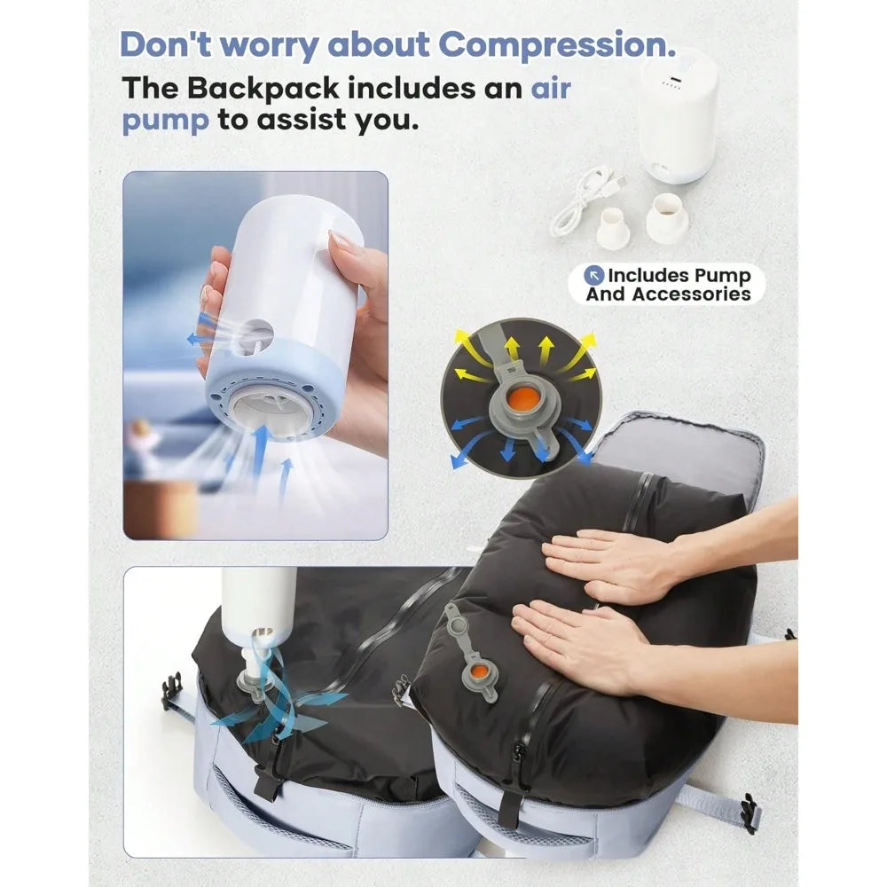 Vacuum Travel Backpack With Pump Flight Ready Carry On