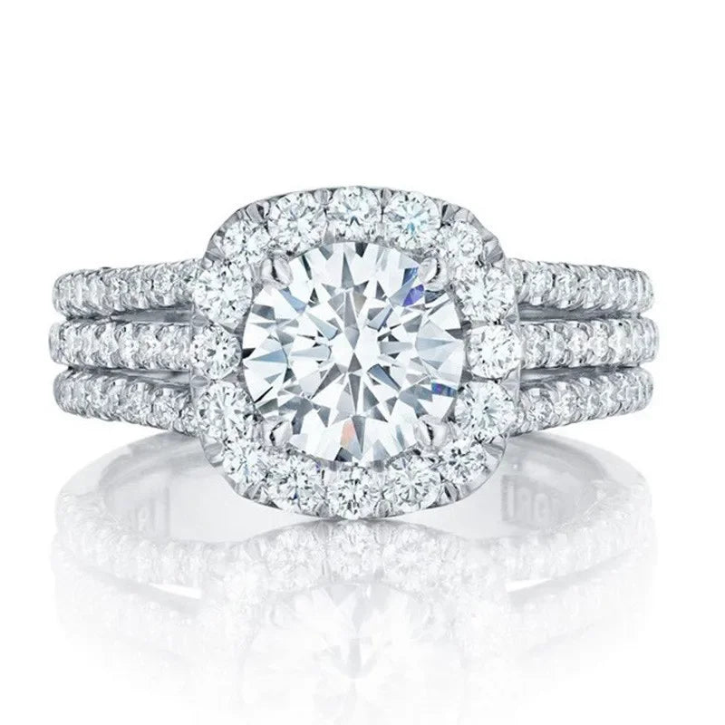 Sterling Silver Rings for Women AAA Cubic Zirconia Luxury Engagement Rings Fashion Wedding Party Jewelry