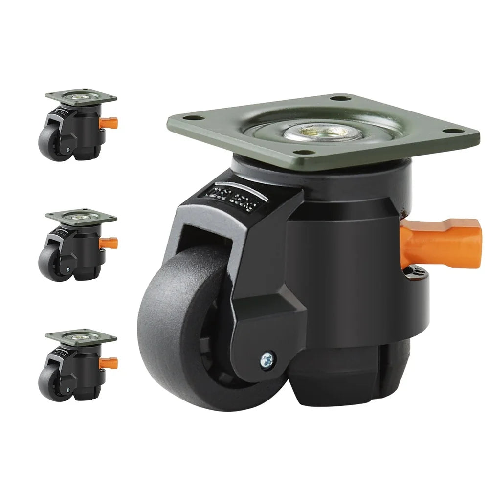 Adjustable Leveling Casters Set of 4 Heavy Duty 360 Degree Swivel Wheels Tables Furniture Carts Up to 1100 lbs