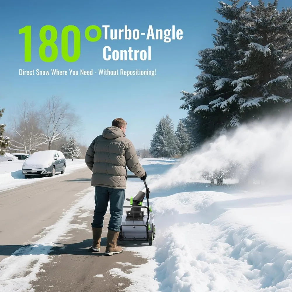19-Inch 40V Electric Snow Thrower with 4.0Ah Battery and 1500W Brushless Motor for 25FT Snow Throw Distance