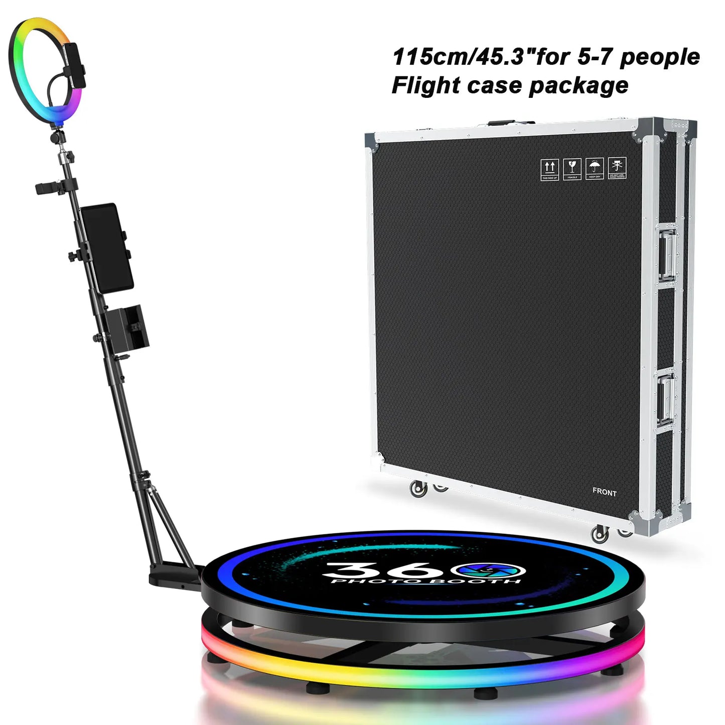 360 Degree Photo Booth with App Control and RGB Ring Light
