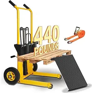 Manual Forklift Pallet Stakcer, 440 Lbs Capacity Hydraulic Material Lift 35" Lift Height with Adjustable Forks and Fixed Legs Pa