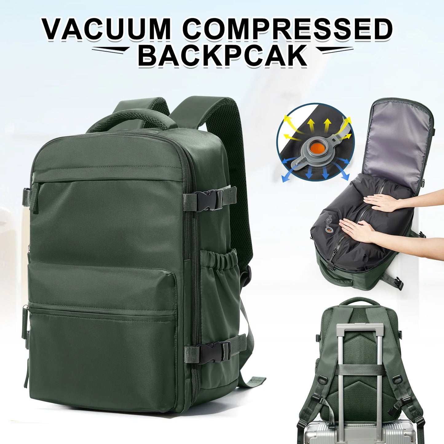 Unisex 15.6 Inch Laptop College Backpack Vacuum Travel