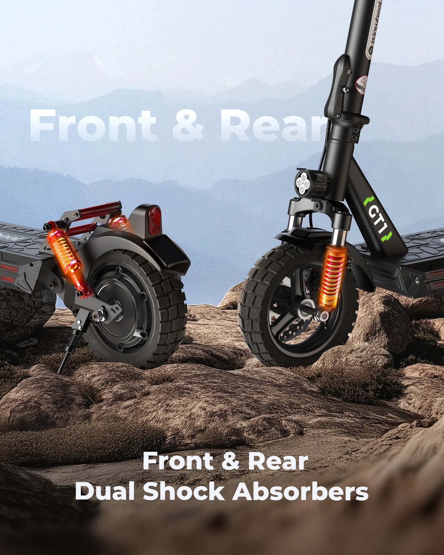 Isinwheel GT1 Adult Electric Scooter 800W Motor 48V10AH Folding E-Scooter 10 Fat Tire E-Mountain Scooter