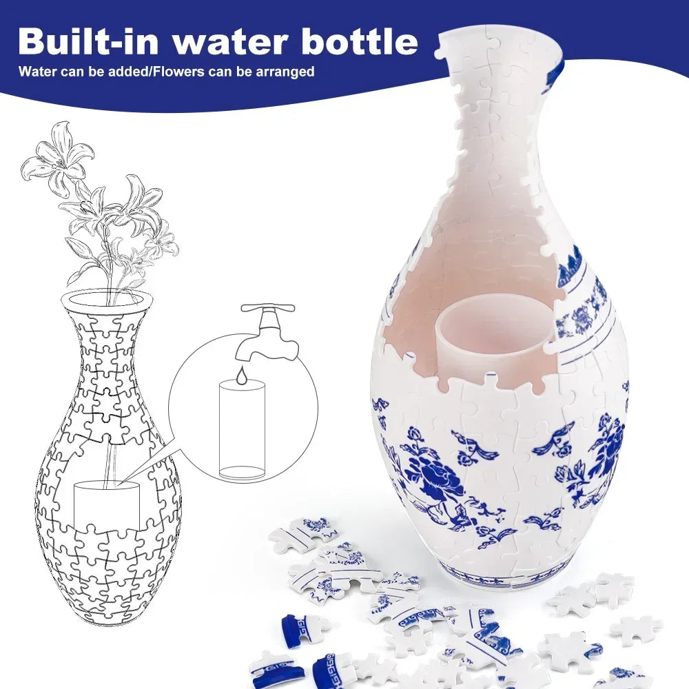 3D Puzzle Vase Panda Flower Porcelain Design Made Plastic Home Decoration and Flower Arrangement Housewarming Kids Toys Gifts