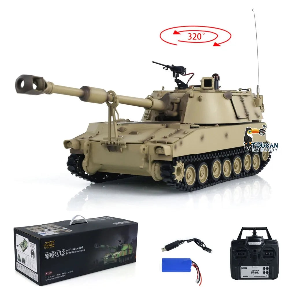 US Stock Gift Tongde RC RTR Tank M109A2 Self-propelled Howitzer 1/16  Infrared BB Barrel Recoil Military Panzer Model for Adults