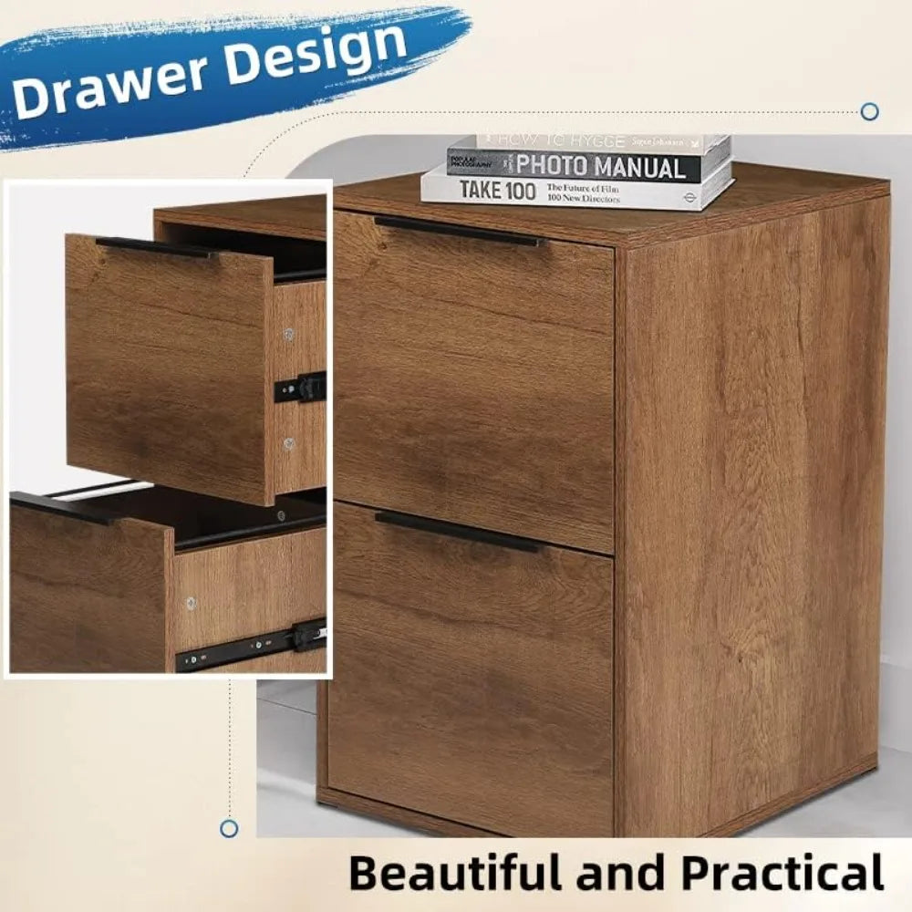 Wood File Cabinet,2 Drawer Filing Cabinets for Home Office,Vertical File Cabinets with Handle for Letter Size
