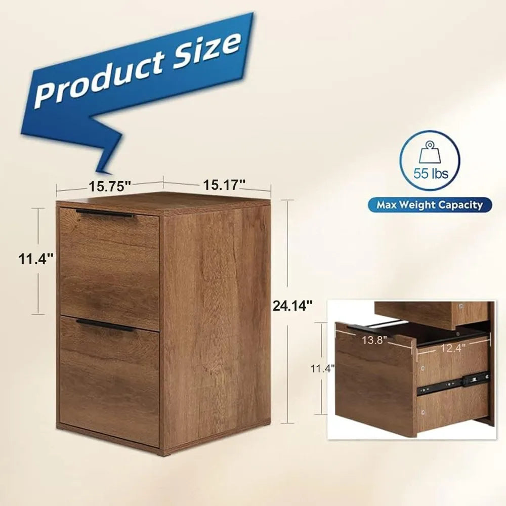 Wood File Cabinet,2 Drawer Filing Cabinets for Home Office,Vertical File Cabinets with Handle for Letter Size