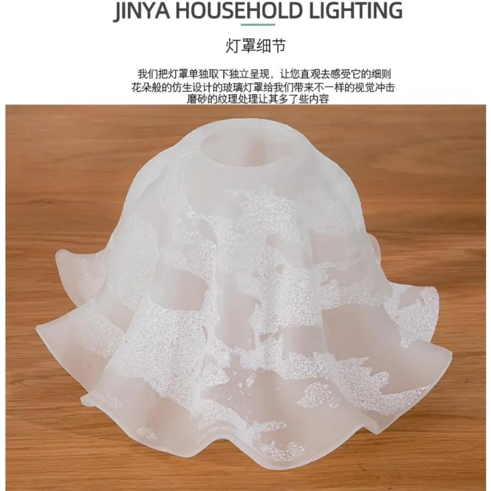 Bedside LED Desk Lamp, Lily Flower Shaped Light with Bent Glass Lampshades, 110V Modern Style Desktop Lamp with Rotary Switch