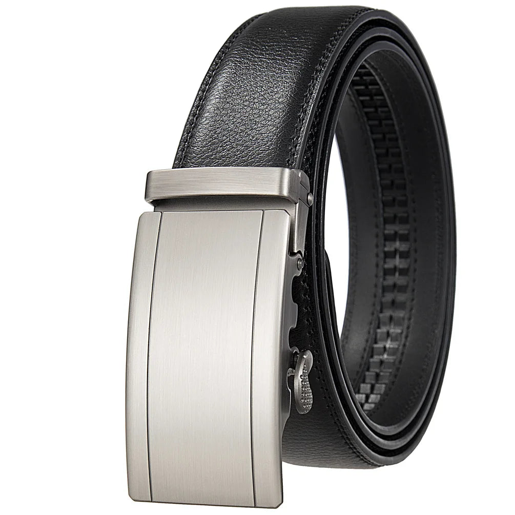 Genuine Leather Belt For Men Automatic Buckle 3.5cm Black