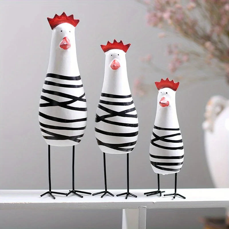 3 件装 Wooden Ornaments Wooden Crafts Carved Wooden Ornaments Chicken Family 3 件 Desktop Ornaments Indoor Decoration